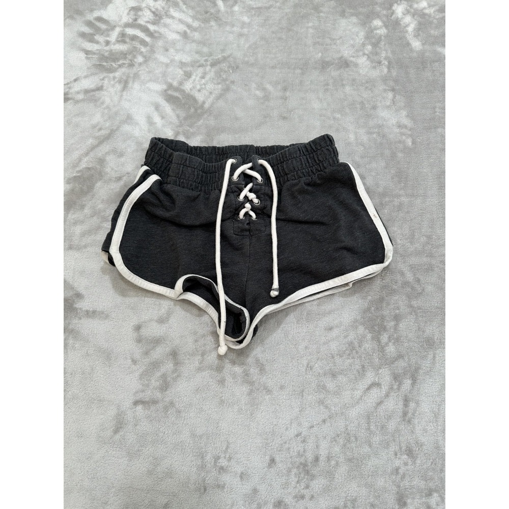 Forever 21 Bootie Shorts Women's Size Small Black Lace Up With‎ White Trim EUC